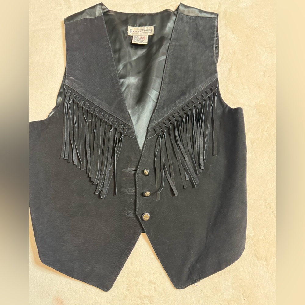 Black Fringe Women's Vest - Picture 2 of 7
